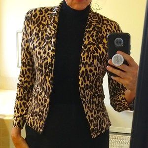 Countess Leopard Skin Print Blazer, Large, Single Button, Unlined